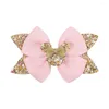 Hårtillbehör Ribbon Bowknot Clips For Girls Red Pink Dot paljett Bågar Hårnål Barrettes Gold Snap Clip Kids Fashion