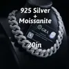 بيع المجوهرات الراقية 925 Silver VVS Moissanite 22mm عرض Iced Out Bling Pling Necklace Cuplain chain