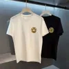Designer de moda casua lFends FF clássico 2022 verão marca novo emblema clássico simples bonito em torno do pescoço solto T-shirt homens com mangas curtas moda