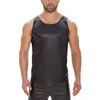 Men's Tank Tops Plus Size Mens Shiny Leather Top Soft Matte T-Shirts Sleeveless Male High Elastic V-neck Shaping Vest