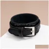 Bolek Black Pu Cuff Pin Bluckle Regulowane mtilayer Bransoletka dla mężczyzn dla mężczyzn Will Will i Sandy Fashion Biżuter