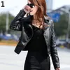 Punk Women Faux Leather Motorcycle Zipper Fashion Slim Fits Jacket Outwear Coat s 240119
