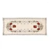 Tapetes de mesa acessórios toalha de mesa casa 40 85cm floral vintage bordado tapete de renda decoração capa tecido de cetim lavável