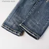 Jeans voor heren High Street Fashion Herenjeans Retro gewassen blauw Stretch Skinny Fit Gescheurde jeans Heren Kralen Patched Designer Hip Hop Merkbroek T240205