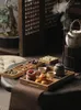 Plateaux à thé plateau créatif Table de salon cloison en bambou stockage assiette de collation de fruits Simple Pot portant planche à la maison