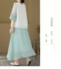 Blusas femininas chiffon estilo chinês bordado camisa moda roupas soltas primavera/verão 2024 com decote em v topos ycmyunyan