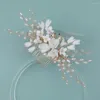 Hair Clips Wedding Accessories Porcelain Flower Comb Pin Clip For Brides Women Party Gifts Pearl Head Pieces Hairpins Bridal Jewelry