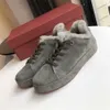 Loro okrągłe głębokie zamszowe buty Sneakers Buty owce stóp swobodny koronkowe mokwiny Lp Beaver Wool Wool Warm Gruby podeszwy buty Chaussure Schuhe