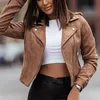 Pojawienie się eleganckie kobiety skórzane kurtki mody street noszenie zamek błyskawiczny Casual Coats Biker Flight Ubrania swobodne kurtki 240125