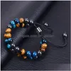 Chaîne 8mm Tiger Eye Hématite Double Couche Bracelet En Pierre Naturelle Arbre De Vie Bracelets Réglables Bracelet Bracelet Manchette Bijoux Dro Dhqda