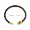 Charm Bracelets Weave Leather Bracelet Sier Gold Magnetic Clasp Braid Wristband Cuff Women Men Fashion Jewelry Will And Sandy Drop De Dhjzp