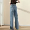 Jeans Femme Pantalon Bleu Pantalon Taille Haute S Pantalon Pour Femme Avec Poches Femme Jambe Droite Brodé Streetwear Hippie Stretch