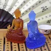 Tibetan Medicine Buddha StatueTranslucent Resin Buddha Sculpture Meditation Decor Spiritual Decor Collectible 240122