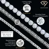 2-6 mm kobiety mężczyźni Hiphop 925 Srebrny klaster lodowy VVS GRA Certyfikowany diament Mossanite Mossanite biżuteria Naszyjnik