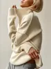 Осенний элегантный женский свитер с высоким воротником большого размера, мягкие вязаные базовые пуловеры, зимний свободный толстый теплый трикотаж, женский джемпер 240202
