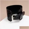 Bangle Wide Leather Cuff justerbar stift spänne armband armband för män kvinnor mode smycken svart droppleverans armband dhs0l