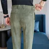 Мужские костюмы осень-зима мужские вельветовые брюки шерстяные брюки с эластичной резинкой на талии модные деловые офисные облегающие повседневные классические брюки