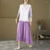 Blusas femininas chiffon estilo chinês bordado camisa moda roupas soltas primavera/verão 2024 com decote em v topos ycmyunyan