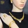 Xuhuang African Gold Plated Luxury Necklace Armband Set For Women Arabic Charm Crystal Jewelry Set Bridal Wedding Party Gifts 240123