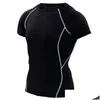 Vestuário de motocicleta 2024 esportes correndo em torno do pescoço bodysuit fitness manga curta mens secagem rápida umidade wicking elástico t-shirt dro otvzc