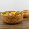 Natural Rattan Basket Woven Storage Korgar Plant Fiber Box för att organisera hemfruktbrödorganisation Köksartiklar Cesta 240131