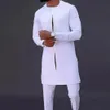 Afrykański garnitur męski solidny kolor koszulki i swobodne spodnie 2 -częściowe zestawy mężczyzn strój Elementy branżowe