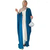 Ethnische Kleidung, plissierte Chiffon-Kleider für Frauen, malaysische türkische Robe, Abaya, langärmelige Strickjacke, muslimisches Kleid, solide, bescheidene Außenhülle