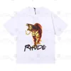 Rhude TShirt Designer Hommes T-shirts Tide T-shirt imprimé hommes femmes col rond t-shirt à manches courtes Casual Loose Fashion High Street hip hop élégant Tops OJLL