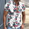 Men's Casual Shirts 2024Summer Mens Vintae Striped Sirt Fasion Luxury Sort Sleeve Awaii Sirts For Men Blusas Camisa Masculina