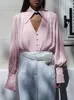 Frauen Blusen Europäischen Stil Aushöhlen Frau Hemd Langarm Frühling Herbst Bluse Mode Weibliche Tops