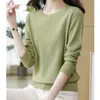 Women's T Shirts O-neck Undercoat Clothing Solid Ladies Tops Simplicity Long Sleeve Pullovers Interior Lapping Autumn Winter T-Shirts