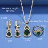 Dubaï luxueux GoldColor cubique zircone vert ensembles de bijoux pour femmes Bracelet bague collier et boucles d'oreilles accessoires de mariée 240202