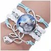 Bedelarmbanden Update Liefde Infinity Wolf Armband Mtilayer Wrap Glas Cabochon Vrouwen Kinderen Mode-sieraden Drop Delivery Dhxhl