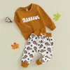 Ensembles de vêtements 2024-08-01 Lioraitiin 0-3Y bébé garçons vêtements ensemble à manches longues lettres imprimer sweat avec taille élastique pantalons de survêtement infantile