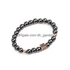 Perline Nero Zircone Scatola Magnete Perline Fili Bracciale Braccialetti di pietra Polsino Polsino Donna Uomo Gioielli di moda Consegna di goccia Dhzao