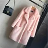 Women Mink Faux Fur Coat Solid Female Turn Down Collar Winter Warm Fake Fur Lady Coat Casual Jacket 240124