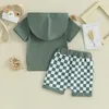 Clothing Sets Infant Baby Boy Summer Outfits Mamas Hoodie With Checkerboard Shorts Set Toddler Clothes