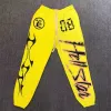 2023 Hellstar Vintage Yıkama Sarı Pantolon Yüksek Sokak 1: 1 Erkek Kadın Mektup Baskı Drawstring Spor Pantolonları
