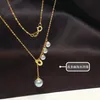 23012905 Kvinnors pärlsmycken Long Necklace Akoya 4 9mm Fyra långa AU750 Yellow Gold 18K Pendant Charm Chain Classic måste ha presentidé