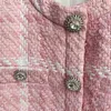 HIGH STREET est Designer Short Coat Womens Sweet Diamonds Buttons Wool Blends Woven Colors Plaid Tweed Jacket 240124