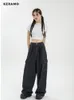 Otoño Mujeres Harajuku Cargo Baggy Blue Jeans Streetwear Hip Hop Oversize Casual Pierna ancha Vintage Demin Pantalones Y2k Pantalones sueltos 240201