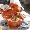 16cm Small Pumpkin Dutch Oven Enameled Cast Iron Soup Pot With Lid Saucepan Casserole Kitchen Cooking Tools 240130