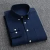 Mens Shirt Oxford Smart Casual Long Sleeve Spring and Autumn Business Solid Rands Slim Manlig Social Social Soft 240125