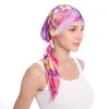 Roupas étnicas Mulheres Imprimir Chemo Cap Pré-amarrado Chapéu Long Tail Bonnet Muçulmano Hijab Stretch Headscarf Bandanas Headband Hair Loss Scarf Wrap