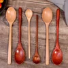 Spoons 4/1Pcs Wooden Spoon Japanese-Style Long Handle Mixing Soup Scoops Kitchen Tableware Cooking Honey Coffee Stirring