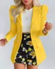 Lente lange mouw effen kleur jas met minirok tweedelig pak tailleur femme blazer en set jurk 240202