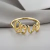 Romantische Brief Liebe 14 k Gold Ring Für Frauen Geometrische Kreative Finger Ringe Engagemen Hochzeit Paar Schmuck Geschenk