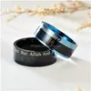 Band Rings Muslim God Temperature Sensing Mood Ring Finger Stainless Steel For Men Fashion Jewelry Will And Sandy Gold Black Blue Dr Dh7Rn