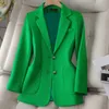 Luxury Ladies Green Suit Jacket Womens Autumn LongSleeved Office Lady Blazers Higt Streetwear Casual Suits of Women 240130