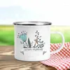 Tassen No Rain Flower Bedruckte Tasse Kreative Kaffee Tee Emaille Tasse Getränke Dessert Milch Camping Urlaub Griff Trinkgeschirr Geschenk